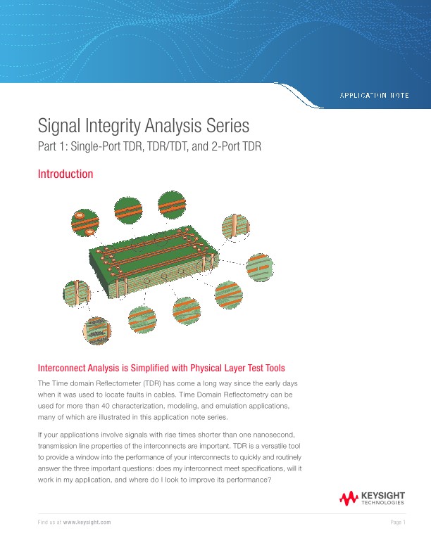Signal Integrity Analysis Series Part 1 SinglePort TDR, TDR/TDT, and